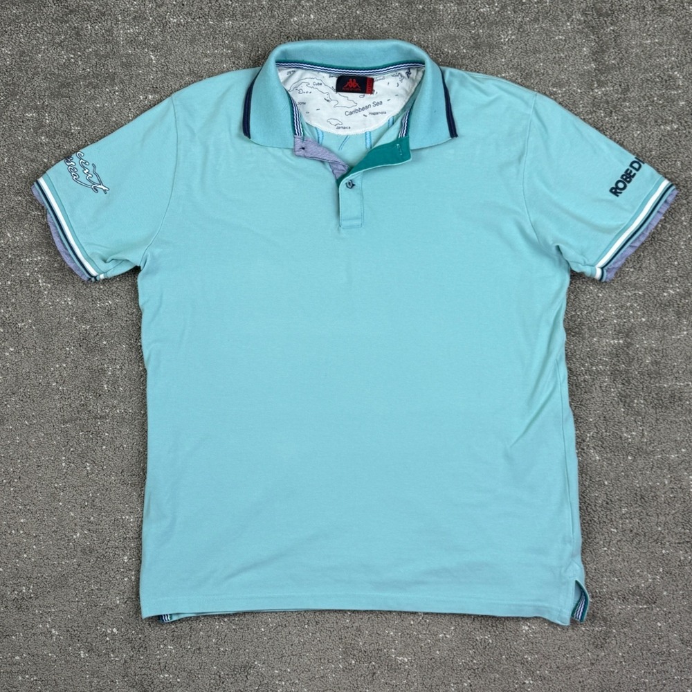 Robe Di Kappa Polo Shirt Mens XL Blue St. Vincent Caribbean Sea Embroidered